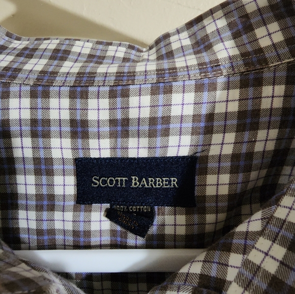 SCOTT BARBER DRESS SHIRT BUTTON DOWN PLAID SIZE XL - Picture 2 of 3